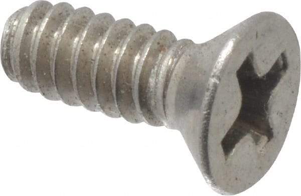 Value Collection - #6-32 UNC, 3/8" OAL Phillips Drive Machine Screw - Flat Head, Grade 18-8 Stainless Steel, Uncoated, Without Washer - Apex Tool & Supply
