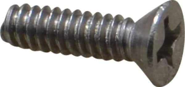 Value Collection - #6-32 UNC, 1/2" OAL Phillips Drive Machine Screw - Flat Head, Grade 18-8 Stainless Steel, Uncoated, Without Washer - Apex Tool & Supply