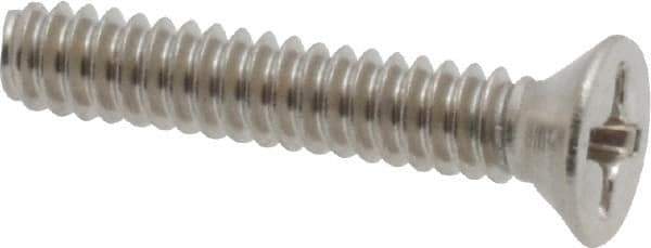 Value Collection - #6-32 UNC, 3/4" OAL Phillips Drive Machine Screw - Flat Head, Grade 18-8 Stainless Steel, Uncoated, Without Washer - Apex Tool & Supply