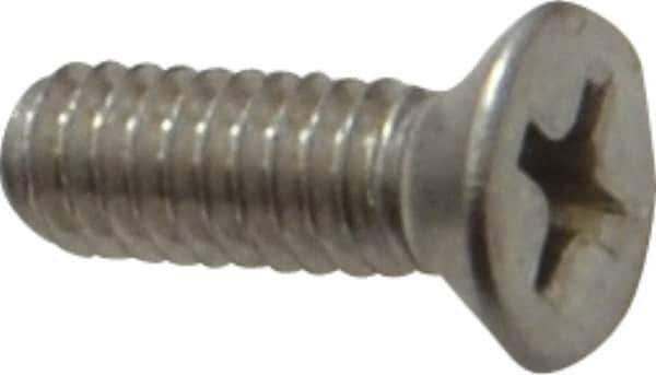 Value Collection - #8-32 UNC, 1/2" OAL Phillips Drive Machine Screw - Flat Head, Grade 18-8 Stainless Steel, Uncoated, Without Washer - Apex Tool & Supply
