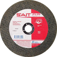 Sait - 4-1/2" 30 Grit Aluminum Oxide Cutoff Wheel - 5/64" Thick, 7/8" Arbor, 13,300 Max RPM, Use with Angle Grinders - Apex Tool & Supply