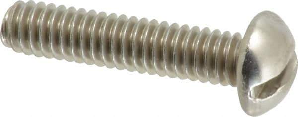 Value Collection - #12-24 UNC, 1" Length Under Head Slotted Drive Machine Screw - Round Head, Grade 18-8 Stainless Steel, Uncoated, Without Washer - Apex Tool & Supply