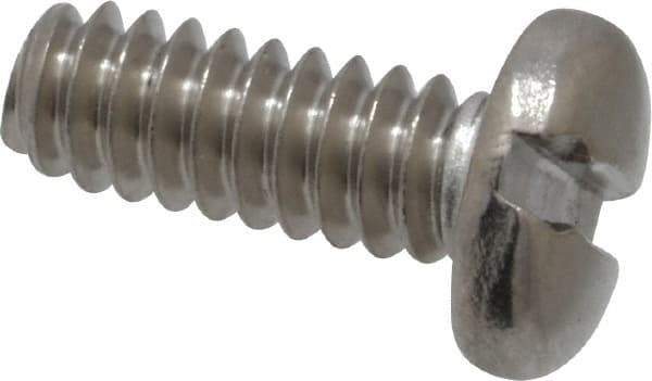 Value Collection - #6-32 UNC, 3/8" Length Under Head Slotted Drive Machine Screw - Pan Head, Grade 18-8 Stainless Steel, Uncoated, Without Washer - Apex Tool & Supply