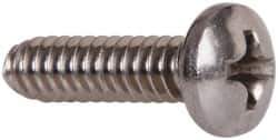 Value Collection - #6-32 UNC, 1/2" Length Under Head Phillips Drive Machine Screw - Pan Head, Grade 18-8 Stainless Steel, Uncoated, Without Washer - Apex Tool & Supply
