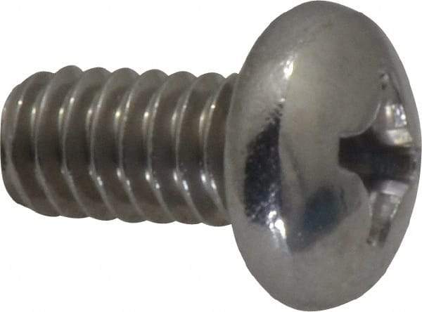 Value Collection - 1/4-20 UNC, 1/2" Length Under Head Phillips Drive Machine Screw - Pan Head, Grade 18-8 Stainless Steel, Uncoated, Without Washer - Apex Tool & Supply