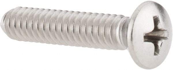 Value Collection - #10-24 UNC, 1" OAL Phillips Drive Machine Screw - Oval Head, Grade 18-8 Stainless Steel, Uncoated, Without Washer - Apex Tool & Supply