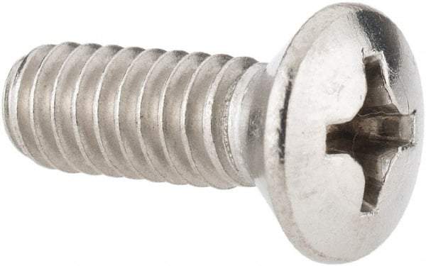Value Collection - 1/4-20 UNC, 3/4" OAL Phillips Drive Machine Screw - Oval Head, Grade 18-8 Stainless Steel, Uncoated, Without Washer - Apex Tool & Supply