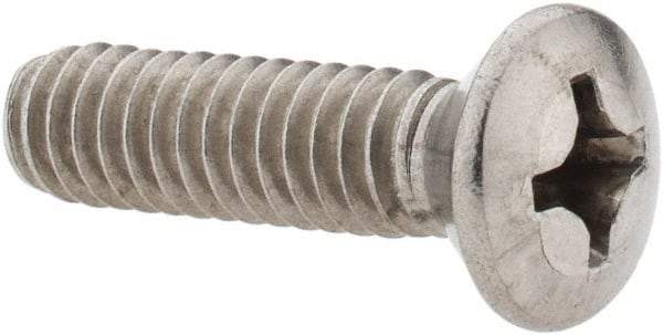 Value Collection - 1/4-20 UNC, 1" OAL Phillips Drive Machine Screw - Oval Head, Grade 18-8 Stainless Steel, Uncoated, Without Washer - Apex Tool & Supply