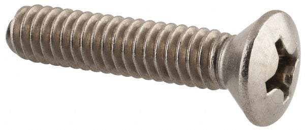 Value Collection - 1/4-20 UNC, 1-1/4" OAL Phillips Drive Machine Screw - Oval Head, Grade 18-8 Stainless Steel, Uncoated, Without Washer - Apex Tool & Supply