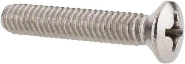 Value Collection - 1/4-20 UNC, 1-1/2" OAL Phillips Drive Machine Screw - Oval Head, Grade 18-8 Stainless Steel, Uncoated, Without Washer - Apex Tool & Supply
