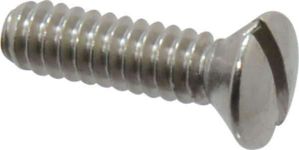 Value Collection - #6-32 UNC, 1/2" OAL Slotted Drive Machine Screw - Oval Head, Grade 18-8 Stainless Steel, Uncoated, Without Washer - Apex Tool & Supply