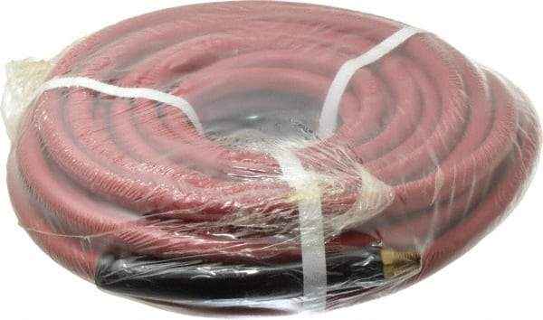Made in USA - 1/4" ID x 1/2" OD 50' Long Multipurpose Air Hose - MNPT x MNPT Ends, 300 Working psi, 1/4" Fitting, Red - Apex Tool & Supply