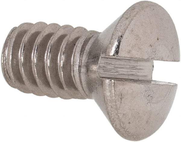 Value Collection - 1/4-20 UNC, 1/2" OAL Slotted Drive Machine Screw - Oval Head, Grade 18-8 Stainless Steel, Uncoated, Without Washer - Apex Tool & Supply