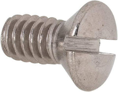 Value Collection - 1/4-20 UNC, 1/2" OAL Slotted Drive Machine Screw - Oval Head, Grade 18-8 Stainless Steel, Uncoated, Without Washer - Apex Tool & Supply