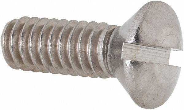 Value Collection - 1/4-20 UNC, 3/4" OAL Slotted Drive Machine Screw - Oval Head, Grade 18-8 Stainless Steel, Uncoated, Without Washer - Apex Tool & Supply