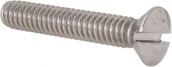 Value Collection - 1/4-20 UNC, 1-1/2" OAL Slotted Drive Machine Screw - Oval Head, Grade 18-8 Stainless Steel, Uncoated, Without Washer - Apex Tool & Supply