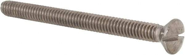 Value Collection - 1/4-20 UNC, 3" OAL Slotted Drive Machine Screw - Oval Head, Grade 18-8 Stainless Steel, Uncoated, Without Washer - Apex Tool & Supply