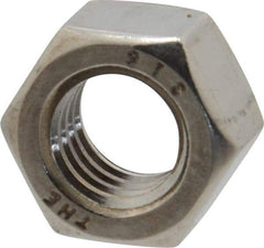 Value Collection - 3/8-16 UNC Stainless Steel Right Hand Hex Nut - 9/16" Across Flats, 21/64" High, Uncoated - Apex Tool & Supply
