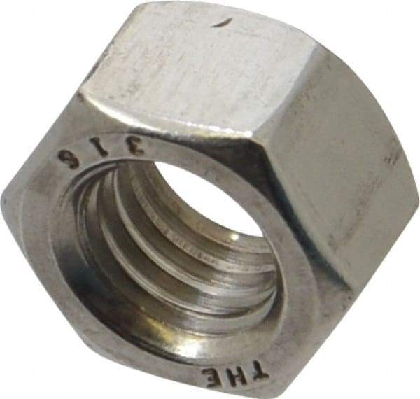 Value Collection - 1/2-13 UNC Stainless Steel Right Hand Hex Nut - 3/4" Across Flats, 7/16" High, Uncoated - Apex Tool & Supply