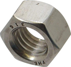 Value Collection - 1/2-13 UNC Stainless Steel Right Hand Hex Nut - 3/4" Across Flats, 7/16" High, Uncoated - Apex Tool & Supply