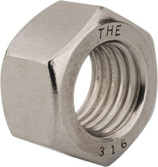 Value Collection - 1-8 UNC Stainless Steel Right Hand Hex Nut - 1-1/2" Across Flats, 55/64" High, Uncoated - Apex Tool & Supply
