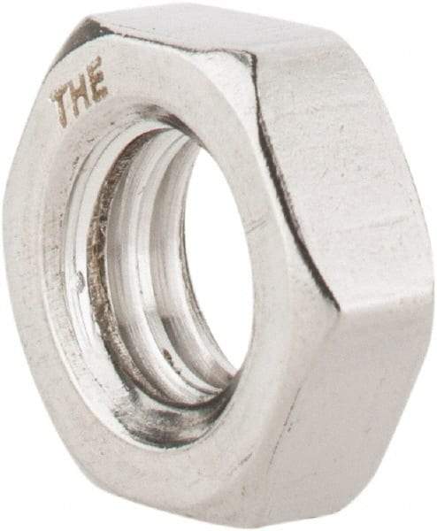 Value Collection - 5/16-18 UNC Stainless Steel Right Hand Hex Jam Nut - 1/2" Across Flats, 3/16" High, Uncoated - Apex Tool & Supply