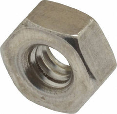 Value Collection - 1/4-20 UNC Stainless Steel Right Hand Heavy Hex Nut - 1/2" Across Flats, 15/64" High, Uncoated - Apex Tool & Supply