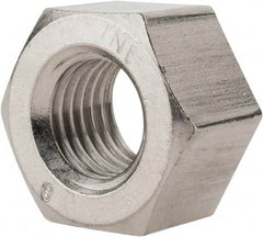 Value Collection - 1-8 UNC Stainless Steel Right Hand Heavy Hex Nut - 1-5/8" Across Flats, 63/64" High, Uncoated - Apex Tool & Supply