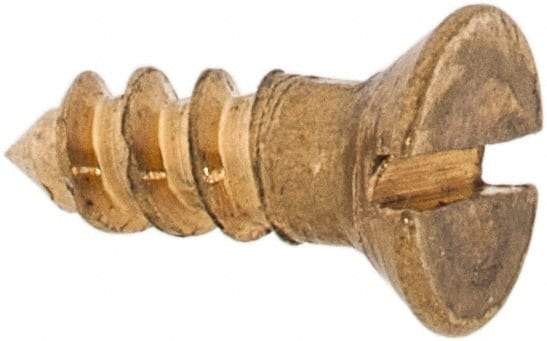 Value Collection - #2, 1/4" OAL, Slotted Drive, Flat Head Wood Screw - ASME B18.6.1, Brass - Apex Tool & Supply