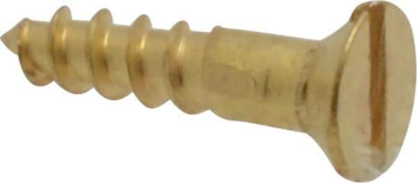 Value Collection - #2, 3/8" OAL, Slotted Drive, Flat Head Wood Screw - ASME B18.6.1, Brass - Apex Tool & Supply