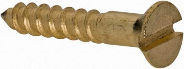 Value Collection - #2, 1/2" OAL, Slotted Drive, Flat Head Wood Screw - ASME B18.6.1, Brass - Apex Tool & Supply