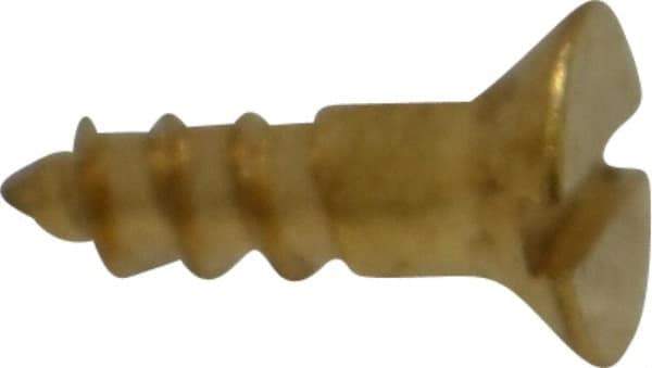 Value Collection - #4, 3/8" OAL, Slotted Drive, Flat Head Wood Screw - ASME B18.6.1, Brass - Apex Tool & Supply