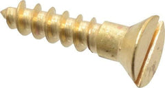 Value Collection - #6, 5/8" OAL, Slotted Drive, Flat Head Wood Screw - ASME B18.6.1, Brass - Apex Tool & Supply