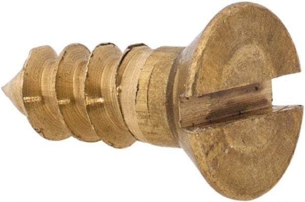 Value Collection - #8, 1/2" OAL, Slotted Drive, Flat Head Wood Screw - ASME B18.6.1, Brass - Apex Tool & Supply