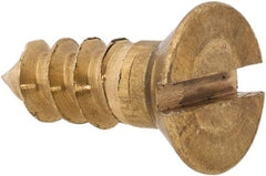 Value Collection - #8, 1/2" OAL, Slotted Drive, Flat Head Wood Screw - ASME B18.6.1, Brass - Apex Tool & Supply
