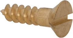 Value Collection - #8, 5/8" OAL, Slotted Drive, Flat Head Wood Screw - ASME B18.6.1, Brass - Apex Tool & Supply