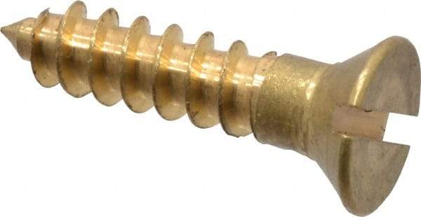 Value Collection - #8, 3/4" OAL, Slotted Drive, Flat Head Wood Screw - ASME B18.6.1, Brass - Apex Tool & Supply