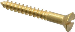 Value Collection - #8, 1-1/4" OAL, Slotted Drive, Flat Head Wood Screw - ASME B18.6.1, Brass - Apex Tool & Supply