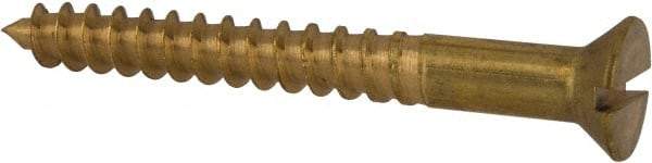 Value Collection - #8, 1-1/2" OAL, Slotted Drive, Flat Head Wood Screw - ASME B18.6.1, Brass - Apex Tool & Supply