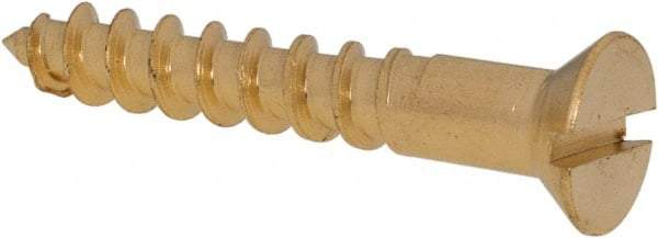 Value Collection - #10, 1-1/4" OAL, Slotted Drive, Flat Head Wood Screw - ASME B18.6.1, Brass - Apex Tool & Supply