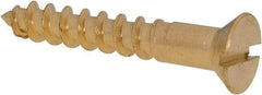 Value Collection - #10, 1-1/4" OAL, Slotted Drive, Flat Head Wood Screw - ASME B18.6.1, Brass - Apex Tool & Supply