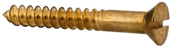 Value Collection - #10, 1-1/2" OAL, Slotted Drive, Flat Head Wood Screw - ASME B18.6.1, Brass - Apex Tool & Supply