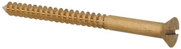 Value Collection - #10, 2-1/2" OAL, Slotted Drive, Flat Head Wood Screw - ASME B18.6.1, Brass - Apex Tool & Supply