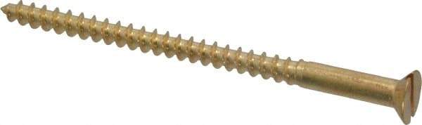 Value Collection - #10, 3" OAL, Slotted Drive, Flat Head Wood Screw - ASME B18.6.1, Brass - Apex Tool & Supply