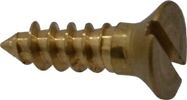 Value Collection - #12, 3/4" OAL, Slotted Drive, Flat Head Wood Screw - ASME B18.6.1, Brass - Apex Tool & Supply