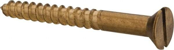 Value Collection - #12, 2" OAL, Slotted Drive, Flat Head Wood Screw - ASME B18.6.1, Brass - Apex Tool & Supply