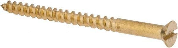 Value Collection - #12, 3" OAL, Slotted Drive, Flat Head Wood Screw - ASME B18.6.1, Brass - Apex Tool & Supply