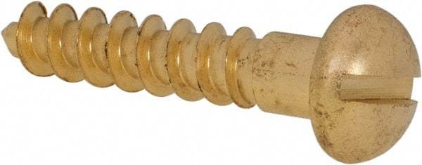 Value Collection - #14, 1-1/4" OAL, Slotted Drive, Flat Head Wood Screw - ASME B18.6.1, Brass - Apex Tool & Supply