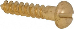 Value Collection - #14, 1-1/4" OAL, Slotted Drive, Flat Head Wood Screw - ASME B18.6.1, Brass - Apex Tool & Supply