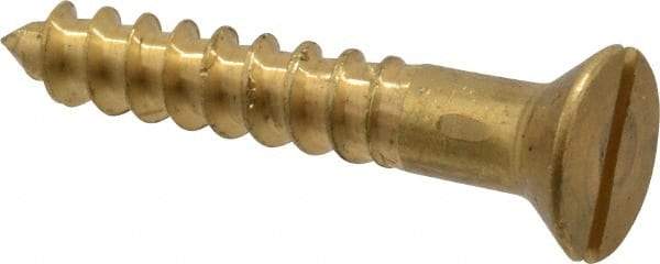 Value Collection - #14, 1-1/2" OAL, Slotted Drive, Flat Head Wood Screw - ASME B18.6.1, Brass - Apex Tool & Supply